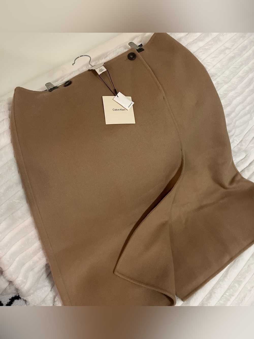 Calvin Klein Wool Blend Wrap A Line Midi Skirt NWT Size 12